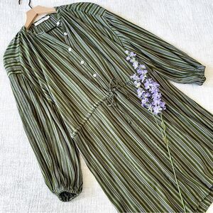 Christy Dawn Green Striped Mini Dress